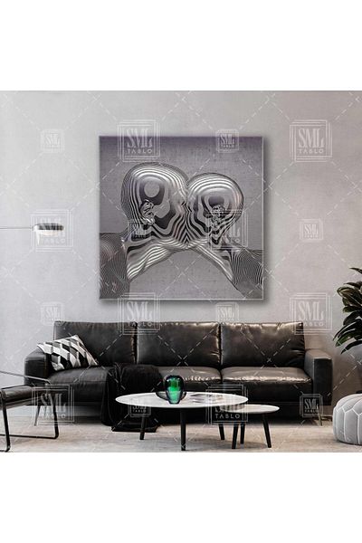 SML TABLO Kissing Metal Couple Love Love Surrealism Square Art Print