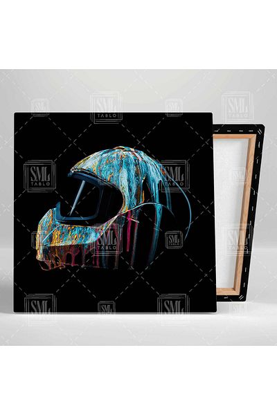 SML TABLO Picturi de culoare neon care curge peste cască de motocicletă Cross Motor Excitement Square Canvas Painting