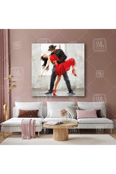 SML TABLO Tango-ul cuplu romantic Dance of Passion Pictură pătrată pe pânză