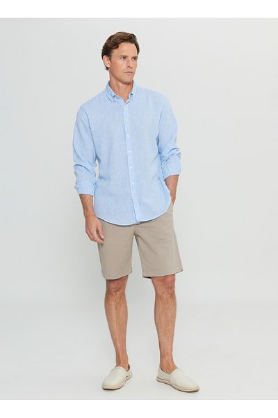 ALTINYILDIZ CLASSICS Altinyildiz Classics Comfort Fit Button-down Collar Blue Men's Shirt ACE020252163_MAV