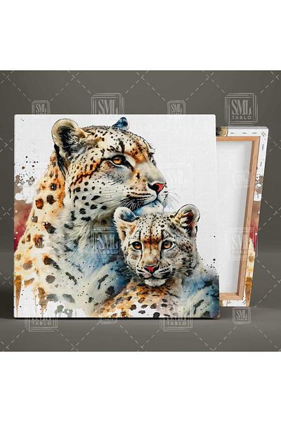 SML TABLO Lion cub îmbrățișat de mama Amorul mamei Pictură pătrată pe pânză