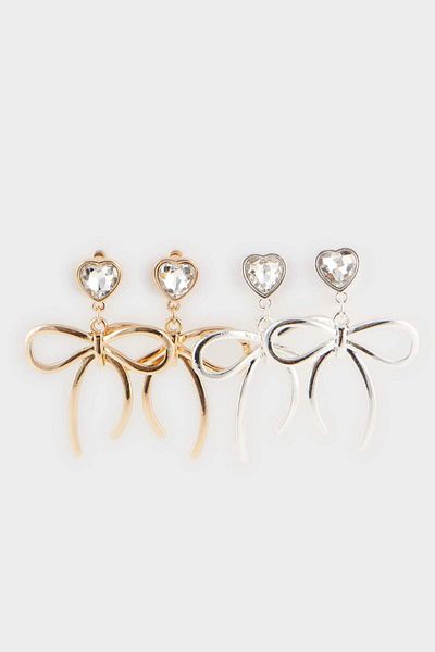 DeFacto Women's 2-Piece Bow Earrings F0723Axns