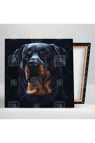 SML TABLO Πορτρέτο Rottweiler Noble Dog Ζωγραφική σε καραβόπανο με τετράγωνο ζωικό