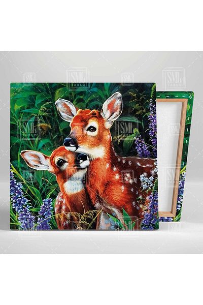 SML TABLO Ceiști drăguți îmbrățișați în pădure Animal Vertical Canvas Painting