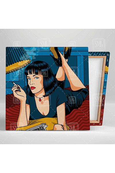 SML TABLO Pulp Fiction Pop Art Ilustrație Mia Wallace Pictură pătrată pe pânză