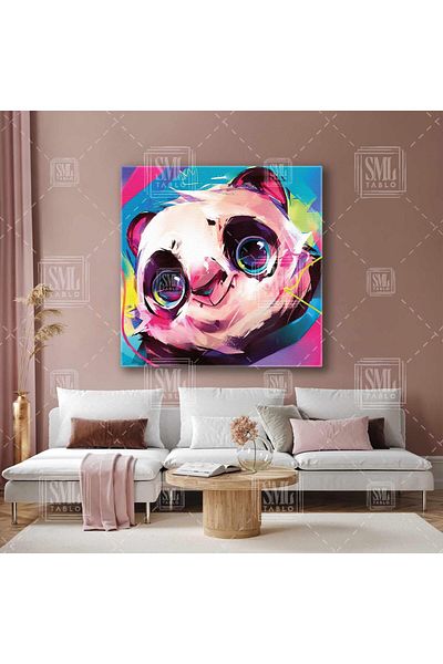 SML TABLO Χαριτωμένο Panda Illustration Χαριτωμένο ζωικό τετράγωνο καμβάς