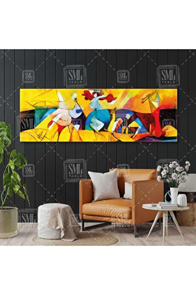 SML TABLO Ünlü Ressam Picasso Kübizm Soyut Panoramik Yatay Kanvas Tablo
