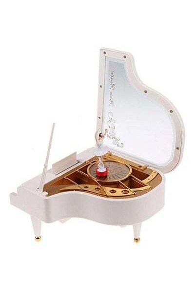 HALAMODO Clockwork Type Rotary Classical Ballerina Girl On The Piano Music Box Toy 14.5x16x9cm