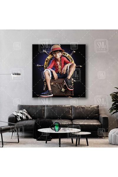 SML TABLO Luffy Treasure Chest με ψάθινο καπέλο Τετράγωνος πίνακας σε καμβά