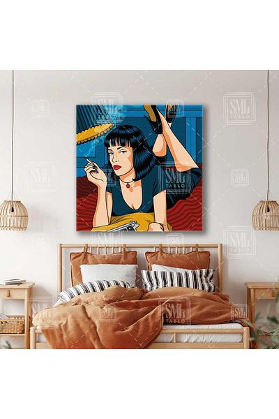 SML TABLO Pulp Fiction Pop Art Ilustrație Mia Wallace Pictură pătrată pe pânză