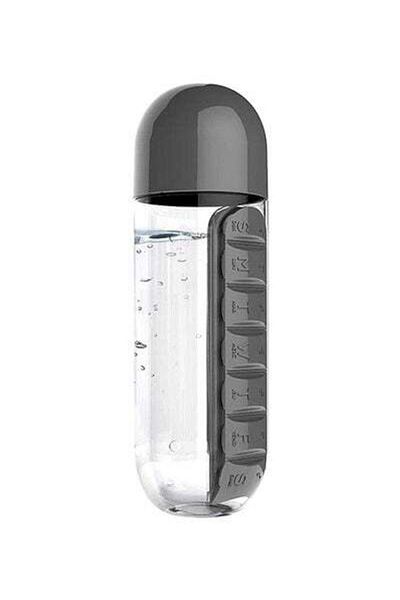 HALAMODO Water Bottle With Pill Organizer 680ml