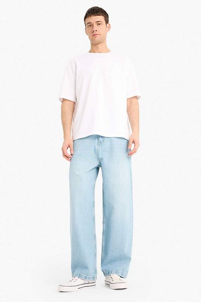 DeFacto 100% bumbac, pantaloni de jeans cu talie înaltă, cu picioare largi, cu croială largă, F3925AX25SM