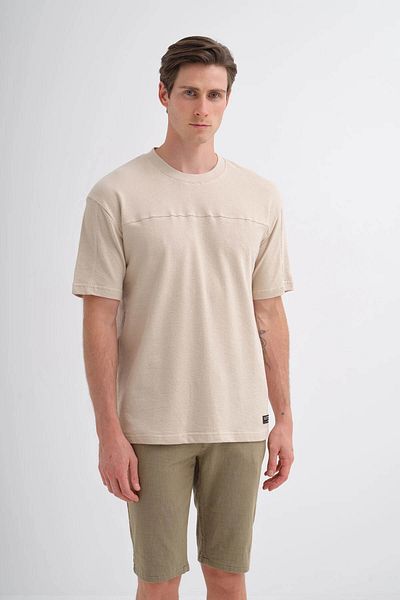 Cazador Ανδρικό μπλουζάκι Crew Neck Beige 4125