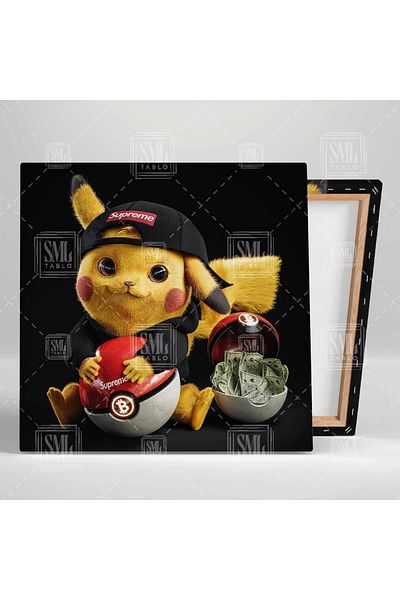 SML TABLO Pokemon Luxury Poketball Pikaçu Lightning Personaj de desene animate Pictură pătrată pe pânză