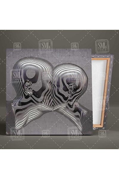 SML TABLO Kissing Metal Couple Love Love Surrealism Square Art Print