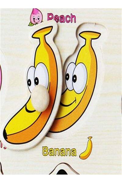 HALAMODO 12-Piece Fruit Designed Wooden Pegged Puzzle
