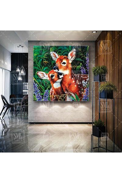 SML TABLO Ceiști drăguți îmbrățișați în pădure Animal Vertical Canvas Painting