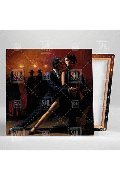 SML TABLO Dancing Passionate Couple Tango Dance of Love Square Canvas Print