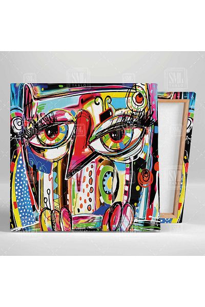SML TABLO Abstracție Bufniță Artă Modernă Ilustrație Păsări Pictură pătrată pe pânză