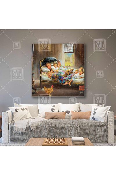 SML TABLO Pictorul Dianne Dengel Home Sweet Home Happy Family Felicitări Pictură pătrată pe pânză