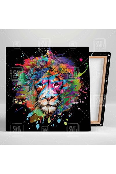 SML TABLO Σετ 2 ζωγραφικής σε καμβά Lion and Tiger Double Square Combination από λάσπες βαφής