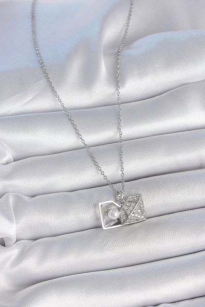BESKAR 316L Steel Silver Color Chain Zircon Stone Pearl Open Diamond Model Women's Necklace