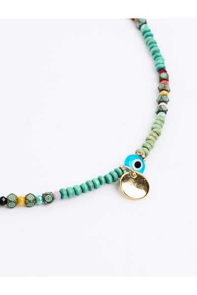 Jimmy Key Mixed Color Bead Detailed Necklace