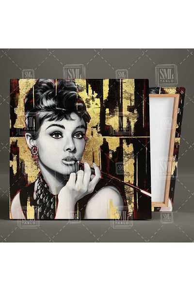 SML TABLO Audrey Hepburn și Marlyn Monroe, actriță legendă, combinație dublă, 2 piese, tablou pe pânză