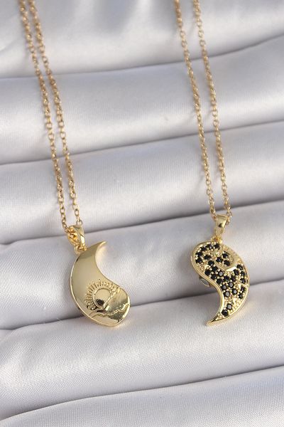 BESKAR 316L Steel Gold Color Chain Zircon Stone Ying Yang Model Sunset Embroidered Dating Women K