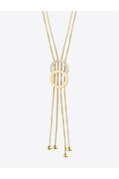 Jimmy Key Gold Color Round Figured Multi Chain Steel Necklace