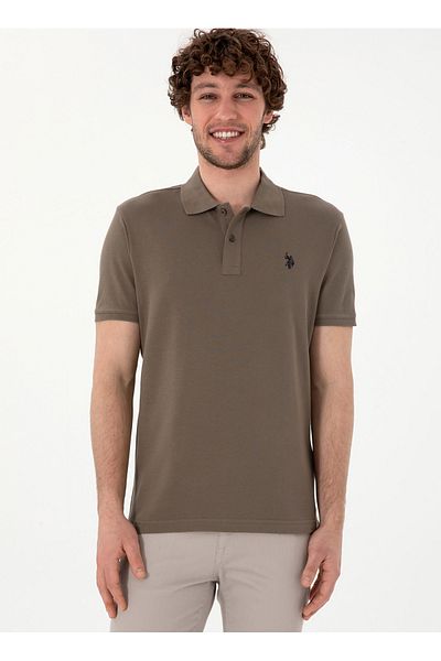 U.S. Polo Assn. Πόλο Ασν. Καφέ ανδρικό μπλουζάκι πόλο GTP04