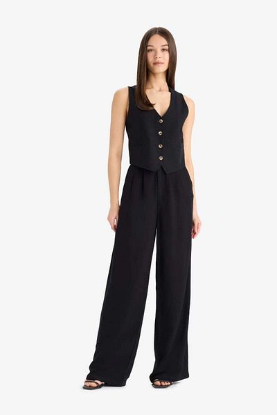 DeFacto New Season V-Neck Linen Blended Blazer Vest