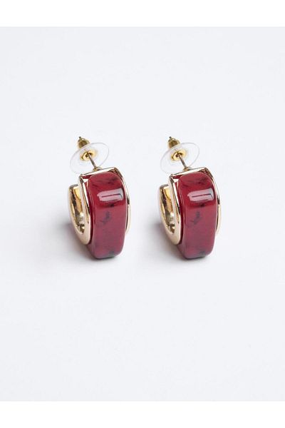 Jimmy Key Burgundy Marble Pattern Elegant Earrings