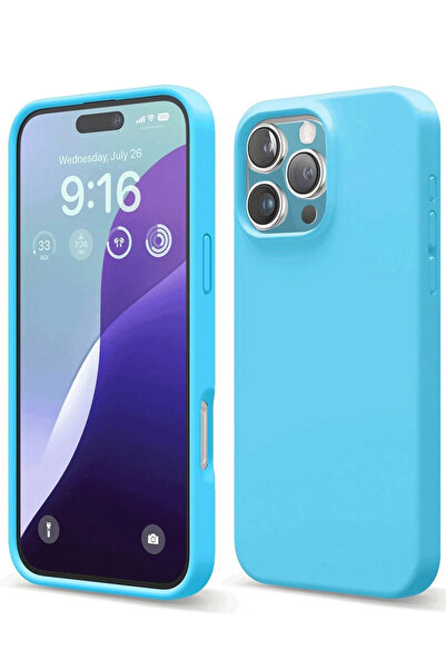 NewFace حافظة هاتف آيفون 16 برو ماكس من السيليكون المخملي الداخلي - أزرق SPTGL