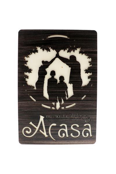 GiftExpress Tablou Lemn Wenge Acasa 40cm