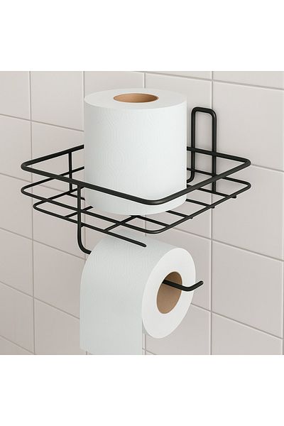 keyfisepet en keyifli sepet Adhesive Toilet Paper Holder Hanger Matte Black Metal Toilet Paper Holder