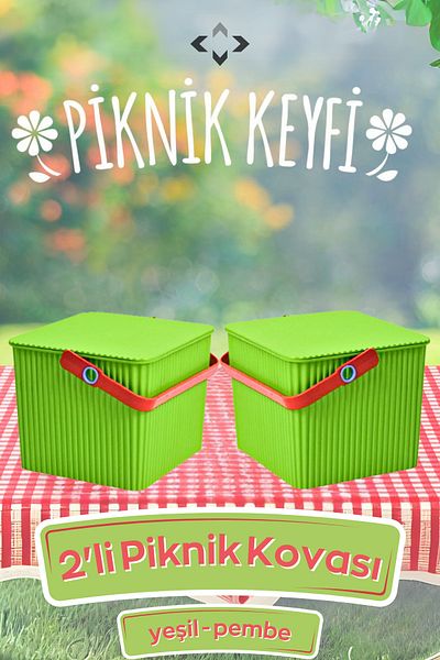 LİGROUND 2 Pieces of Picnic Bucket 2 Pieces of Picnic Basket Picnic Bucket Picnic Set Picnic Bag Square Round