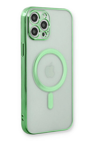 NewFace حافظة آيفون 12 برو مصنوعة من السيليكون بالليزر ماجنيتساف - أخضر كاكي ...