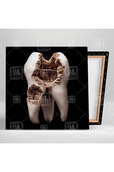 SML TABLO Dental Clinic Dental Health Dentist Combinație dublă Set de 2 picturi pe pânză