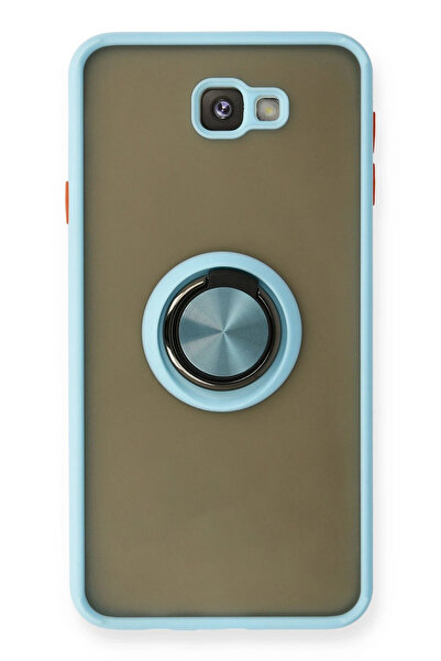NewFace حافظة سامسونج جالاكسي J7 برايم مونتريال من السيليكون مع حلقة - أزرق ث...