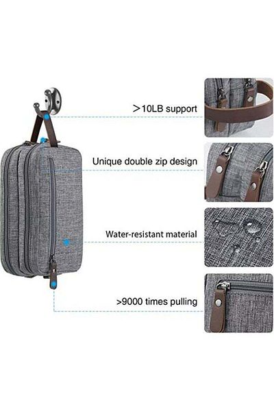 COOYA Travel Toiletry Organizer Bag,Water-Resistant,Handle,9.8x3.5x5.8 in,4 Zipper Compartments,for Travel
