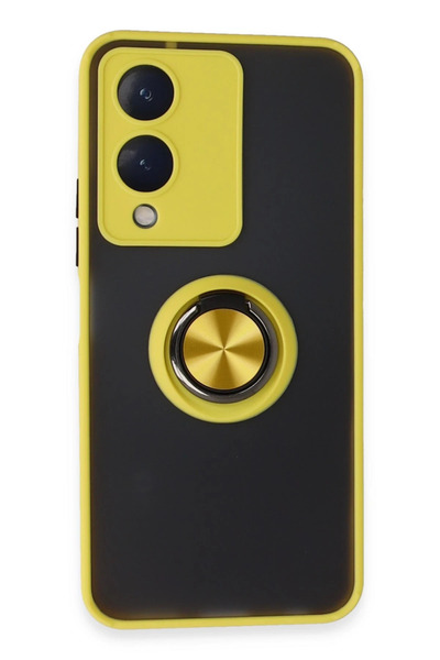 NewFace حافظة فيفو Y17S غطاء سيليكون مونتريال مع حلقة - أصفر ALSAT