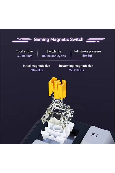 Ajazz Grey-wired Magnetic Shaft Mechanical Wired Triple Mode Custom Gaming Magnetic Shaft Keyboard