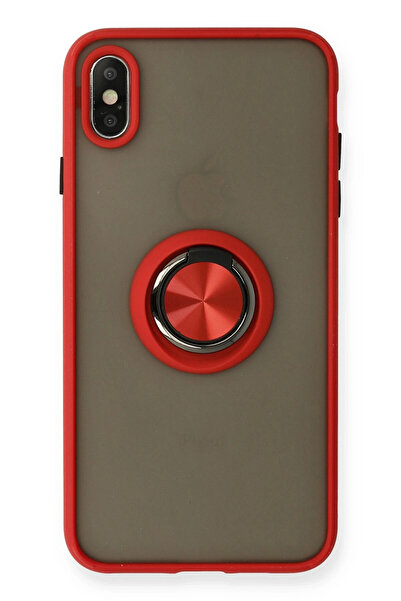 NewFace حافظة آيفون X مونتريال غطاء سيليكون مع حلقة - أحمر SPTGL