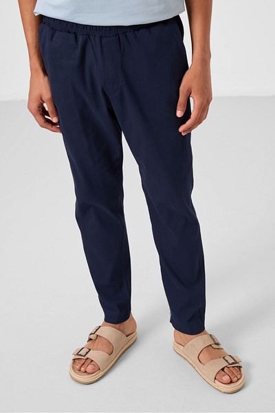 TOMMY LIFE Ανδρικό παντελόνι Chino με υφαντό ελαφρύ, ελαστικό μπλε Navy Blue - 82177