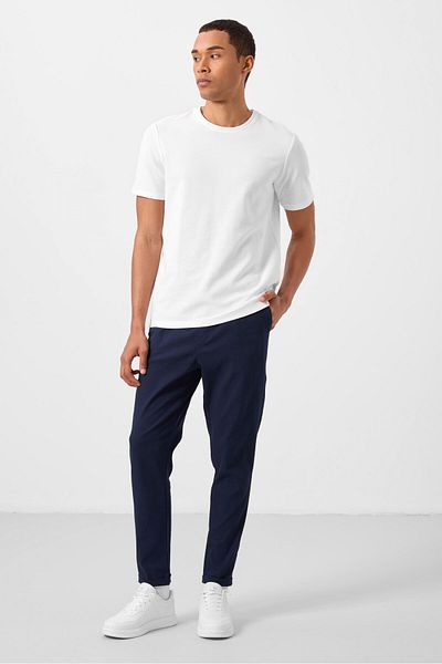 TOMMY LIFE Ανδρικό παντελόνι Chino με υφαντό ελαφρύ ελαστικό μπλε Navy Standard Fit - 82178