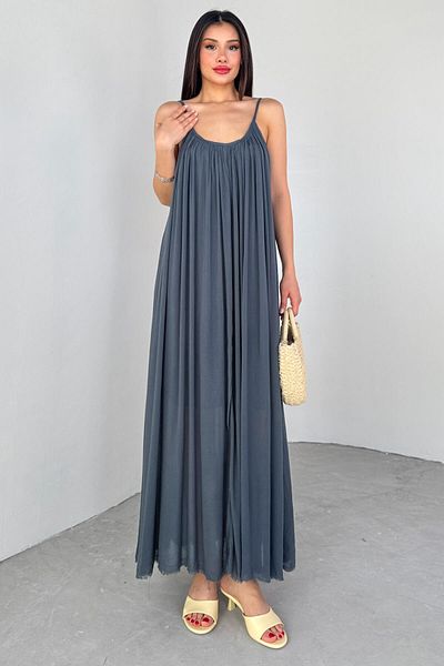 Cappmoda ELB-3173 Φόρεμα μίντι με επένδυση από ανθρακί