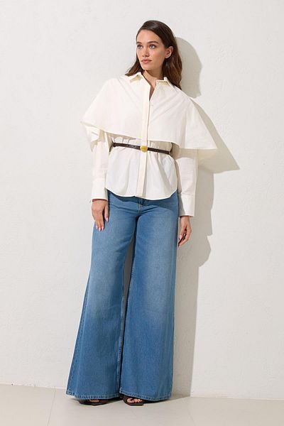 Setre Ecru 100% Cotton Belt Detailed Shirt