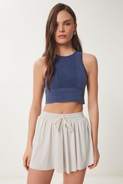 Lovelyİstanbul High Waist Two Layer Mini Shorts Stone Ldz0009