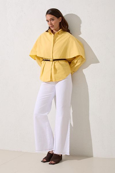 Setre Butter Yellow 100% Cotton Belt Detailed Shirt